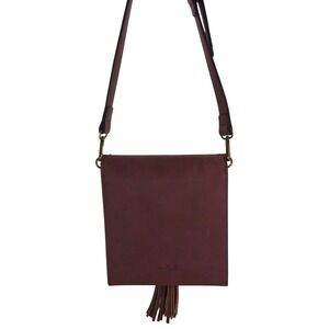 Simply Noelle Burgundy Faux Leather Tassel Crossbody‎ Purse